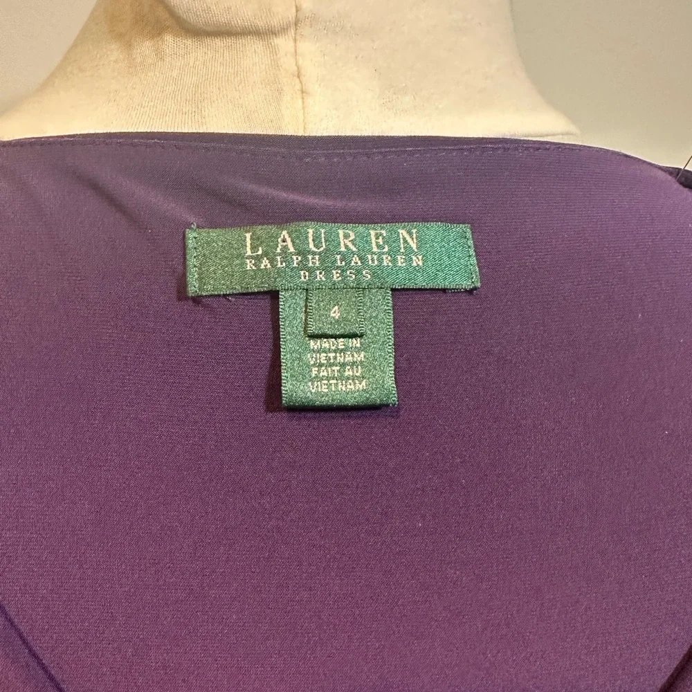 👗 Lauren Ralph Lauren deep purple Wrap-Style Sheath Dress | Size 4 👗 - Picture 3 of 7